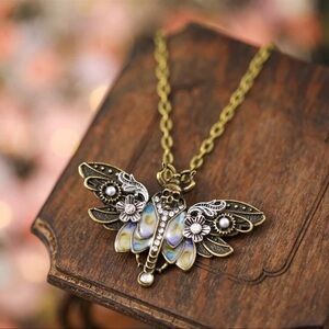 Bohemian Gothic Moth Skull Gothic Butterfly Pendant Unisex Emo Badass Necklace